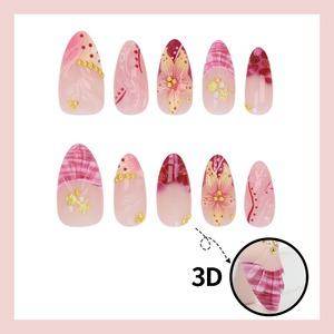 NBL-JX-165 Faux <span class=keywords><strong>Ongles</strong></span> à Presser <span class=keywords><strong>Rose</strong></span> Océan Amande 30 Pièces, Embossés 3D, Thème Plage Estivale, Réutilisables, Couverture Complète, Faits Main - Product Image 3