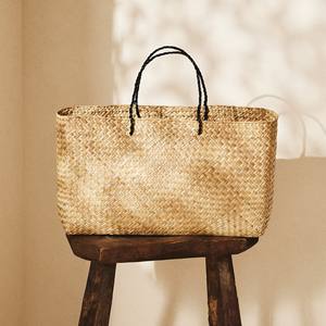 Sacs de shopping en herbe de mer de tailles personnalisées, sac en paille tissé à la main, vente en gros, sac à main en herbe de mer - Product Image 4