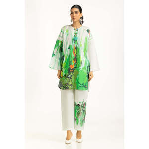 Ensemble Coordonné Imprimé en Cambric IPST-55253, Tissu Crêpe Décontracté Sans Col pour Tenues Printemps/Été, Ensemble 2 Pièces, MOQ 2 Pièces - Product Image 3