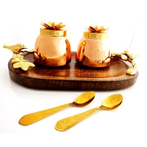 Handcrafts Minimalist Quality Dryfruits Jars And Containers Set Home Decor Metal <b>Gifts</b> Sets Nuts Display Canisters Display Tray - Product Image 2