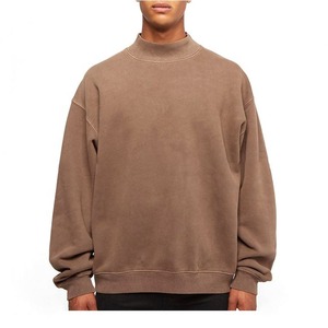 Vintage Boxy Fit Custom Fleece Heavy Weight Oversized Hoodie Cotton Blended Mock Neck <b>Sweatshirt</b> Custom for Men Knitted Solid - Product Image 3