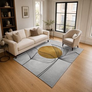 Tapis de salon en chenille antidérapant, imprimé numériquement, style moderne vintage, couleur terre cuite dorée, lavable en machine, vente en gros, modèle LXDP-0168 de RUGS DEPOT - Product Image 2