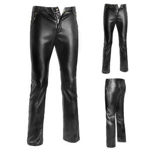 Easily Available In Market Men Leather <b>Pants</b> Slim Fit Solid Colour Stylish Look Men Leather <b>Pants</b> - Product Image 1