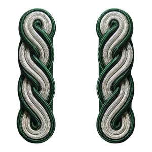 Hombreras de 2 rayas, plateadas con verde, sobre fieltro verde, tamaño personalizable, trenzadas con cordón retorcido, para ceremonias - Product Image 6