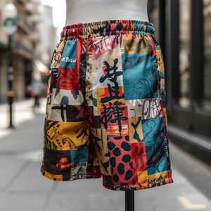 Pantalones Cortos de Algodón para Hombre con Cintura Elástica y Estampado Gráfico, Ropa Casual Urbana con Personalización OEM ODM - Product Image 4