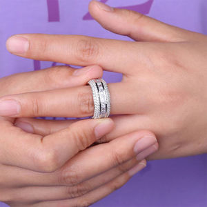 Bague en diamant argent sterling 925 Hip Hop personnalisée ronde taille brillante Moissanite diamants vvs bijoux originaux clarifiés - Product Image 2