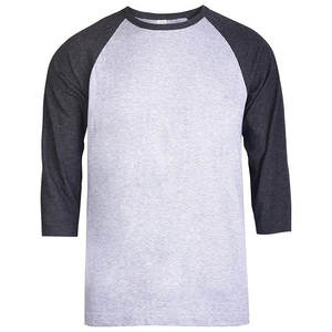 Camiseta de manga raglán 3/4 para hombre activo: camiseta de béisbol de poliéster de algodón Camiseta de béisbol transpirable suave ideal para deportes Borgoña/negro - Product Image 4