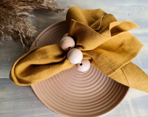 Wooden napkin rings, wooden <b>beads</b> napkin ring, <b>set</b> of wooden napkins ring, wooden napkin holder, table decor - Product Image 1
