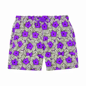 Purple Color Multi Flower Pattern Beach Wear Sublimation Printing Men Quick Dry Floral Surfing Board Beach Shorts Swim Trunks