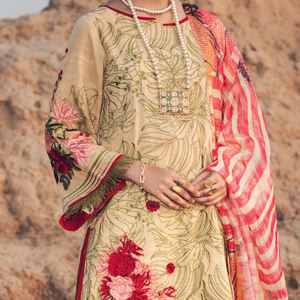 Khaddar d'hiver pakistanais ethnique de dernière conception de luxe, robes Shalwar Kameez brodées en lin 3 pièces sans couture - Product Image 2