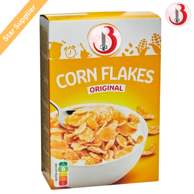 OEM high quality organic corn flakes cereal for breakfast from Indian manufacturer in bulk quantity