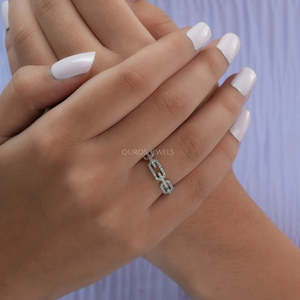 Alta joyería 18K 14K oro sólido corte redondo laboratorio diamante cadena enlace anillos de boda por encargo bandas de promesa de gama alta para ella OEM - Product Image 3