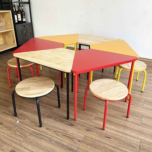 KGD037 Juego de 6 Módulos de Mesa y Sillas en Forma de Trapezoide, Multicolor, Moderno, para Taller, Baño, Jardín de Infancia, Dormitorio, Escuela - Product Image 4
