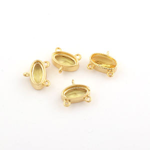 Prong set charms jewelry minimalist citrine quartz diy making connectors 18k gold plated three loop handmade connectors supply - Product Image 5