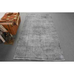 Tapis turc 4,7 x 8,4 pieds, tapis oriental vintage en laine gris - Product Image 1