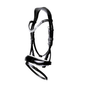 Horsebridle (hanovrian) TOPAZ Crystal Bling PEARL GOLD PIPING Comfort Bridle GLOSS - Product Image 5