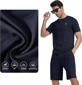 Conjunto de Verano 2025 de Dos Piezas, Chándal Personalizado con Bordado Chenille, Color Sólido, Camisa de Manga Corta con Cierre y Solapa, y Pantalones Cortos para Hombre - Product Image 4