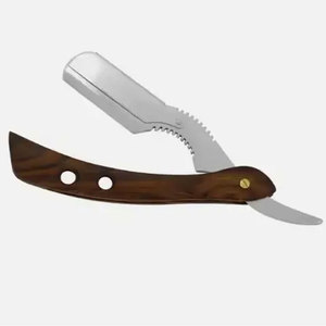 Barbier professionnel à bord droit avec manche en bois Rasoirs de rasage - Product Image 6