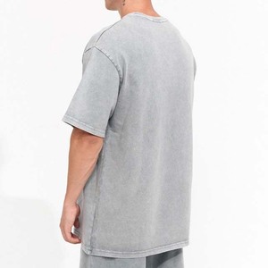 T-shirt en coton épais 100 % personnalisé pour homme, style streetwear, délavé à l'acide, respirant et écologique – Vente en gros - Product Image 3