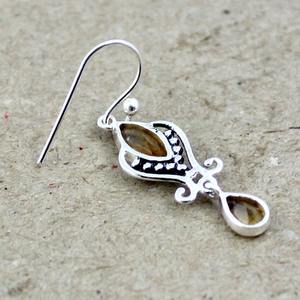 Pendientes de gota de piedras preciosas citrinas hechos a mano de estilo bohemio, joyería de fiesta de moda para mujer de Plata de Ley 925 - Product Image 2