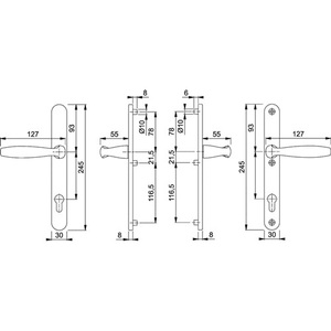 Ensemble de profilés en aluminium HOPPE New York 1810/3346 F9016 PZ pour portes d'épaisseur 57-62 mm, crochets et rails - Product Image 3