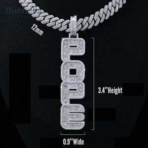 Venta caliente 925 Plata 14K chapado en oro Vertical personalizado Iced letra inicial colgante Hip Hop Bling Moissanite colgantes encantos - Product Image 3