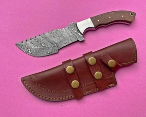 มีดดามัสกัสแบบมีที่จับตัวติดตามทำจากผ้าใบสีน้ำตาลทำด้วยมือหมอนข้างทองเหลืองปรับแต่งได้สำหรับโครงการ DIY - Product Image 3