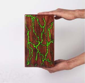 Fractal Wood Burning Turn Wooden Urns <b>for</b> Human Pet Adult <b>Ashes</b> Green Blue Storm Large <b>Casket</b> - Product Image 5