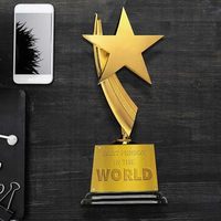 Trofeo de Metal y Plástico con Estrella Plateada Victory, Impresión UV para Premios de Competición de Tenis de Mesa, Grabado de Logotipo Personalizado, Portátil