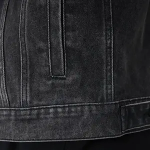 Chaqueta de Mezclilla para Hombre, Color Negro Sólido, Nueva Moda 2026, 100% Algodón, Cuello Camisero, Corte Ajustado, Resistente al Viento - Product Image 3
