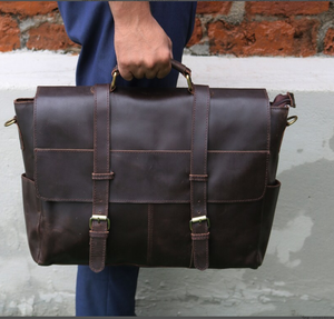 Personalized Leather Laptop Messenger <b>Briefcase</b> Men, Monogram Cross Body Computer Sling Gifts for Him Leather <b>Briefcase</b> Man - Product Image 1
