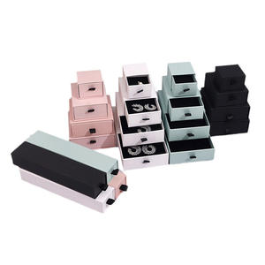 促销最新包装礼品抽屉女孩包装纸板纸耳环黑色储物珠宝首饰盒 - Product Image 1