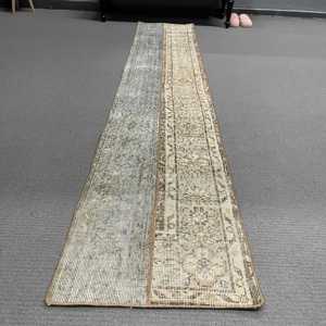 Turkish <b>Runner</b> <b>Rug</b> 1.6x9 ft (49x273 cm), Gray Solid Vintage <b>Rug</b> - Product Image 2