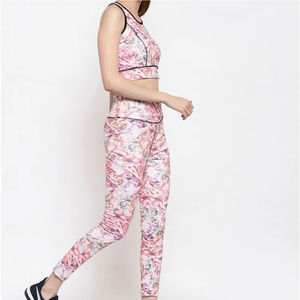 Customized Sports Bra Yoga <b>Leggings</b> Set for Women Elastic Waist Fitness Wear Solid Pattern Custom Design Plus Size Front Logo - Product Image 6