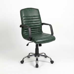 Chaise de bureau pivotante moderne en cuir EVA rembourrée avec vérin à gaz et base étoile chromée pour la maison, le bureau, l'école et l'atelier - Product Image 1
