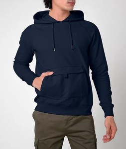 Sweat à capuche pull de qualité supérieure pour hommes polaire douce personnalisable Streetwear chaud décontracté couleur bleu foncé à manches longues confortable - Product Image 4