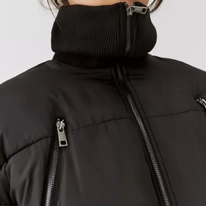 Chaquetas Acolchadas para Mujer de Alta Calidad, Fabricación de Ropa Personalizada, Precio al por Mayor, Chaquetas Acolchadas para Mujer con Cuello Camisero, Color Negro - Product Image 4