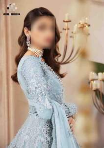 Nouvelle collection de vêtements pakistanais et indiens de haute qualité, tendance, vente en gros, robes de mariée imprimées pour femmes, couleur bleue, robe maxi fantaisie - Product Image 2