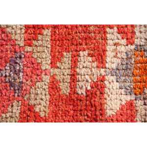 3.1x11.5 ft <b>Runner</b> Turkish Vintage Rug, <b>Red</b> Ikat Wool Rug - Product Image 5