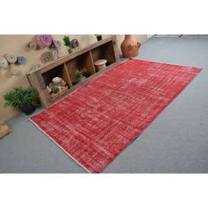 Alfombra turca Vintage moderna 5,1X8,3 pies Lana roja Kilim Patchwork Patrón Área grande Rectángulo Pasillo Diseño 10mm 9x12 Látex - Product Image 2