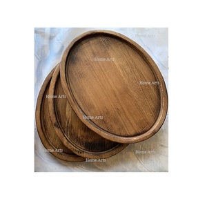 Lot de 2 assiettes d'exposition en bois de qualité supérieure de forme ronde pour servir sous des assiettes en vrac - Product Image 5