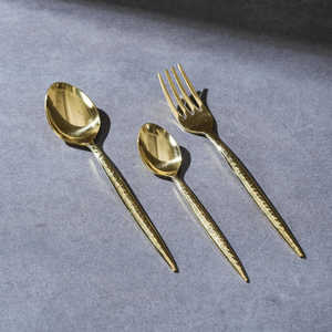 Juego de Cubiertos Ligero de Acero Inoxidable Dorado para Mesa de Cocina, Hogar, Hotel, Bodas y Fiestas, Utensilios de Cocina Metálicos Duraderos - Product Image 3