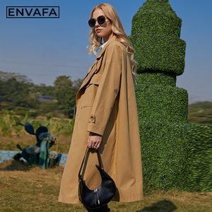 Trench-coats pour femmes avec grandes poches fonctionnelles, manteau brillant mi-long, coupe épaissie, coupe-vent personnalisé avec LOGO - Product Image 6