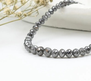 Bracelet de bijoux de poignet en diamant gris fait à la main 100% naturel à facettes sel poivre diamant perlé Bracelet plaqué or - Product Image 2