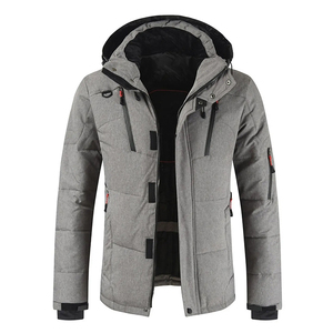 Veste bouffante pour hommes veste d'extérieur d'hiver imperméable avec tenue décontractée couleur unie debout fermeture éclair épaisse vers le bas veste de rue - Product Image 3