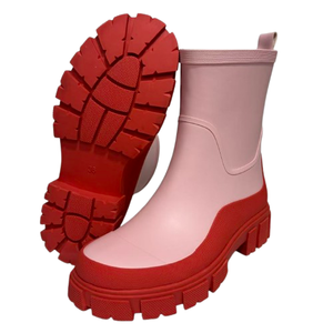 Stivali da pioggia rosa alla moda per donna impermeabili alla caviglia a metà polpaccio <span class=keywords><strong>con</strong></span> Sole antiscivolo - Product Image 4
