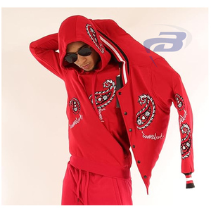 Dernière veste universitaire unisexe d'hiver Hip Hop Anime avec design réversible Logo avant Motif paisley - Product Image 2