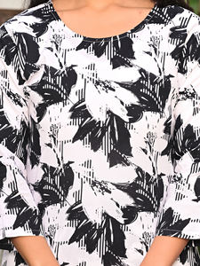 Salwar Kameez pour femmes en coton ethnique noir et blanc imprimé abstrait à séchage rapide, longueur mollet, 1 ensemble pour les fêtes - Product Image 6