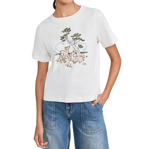 100% Cotton Hip-Hop Style Short Sleeve <b>Women's</b> T-Shirt Custom Embroidered Light <b>Thermal</b> Print Design Woven Summer Short <b>Tops</b> - Product Image 1