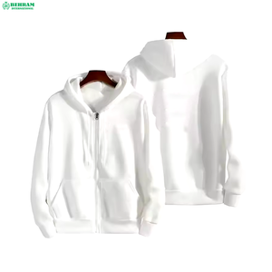 Sweat-shirts unisexes à capuche zippés, nouvelle mode, couleur unie personnalisée, coupe classique, épaules tombantes, 100% coton, séchage rapide - Product Image 1